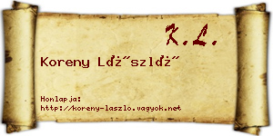 Koreny László névjegykártya